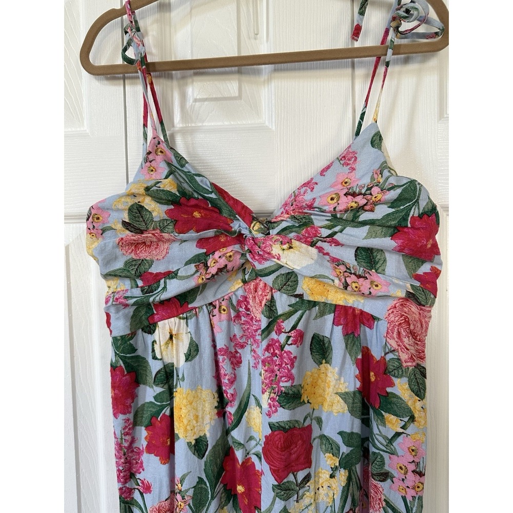 Old Navy Jumpsuit  L Linen Blend Floral sleeveless Tie Wide Leg boho beach Airy - Picture 3 of 8